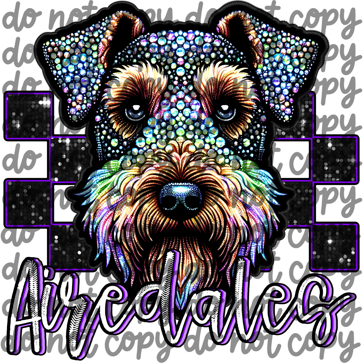 Airedales Faux Embroidery