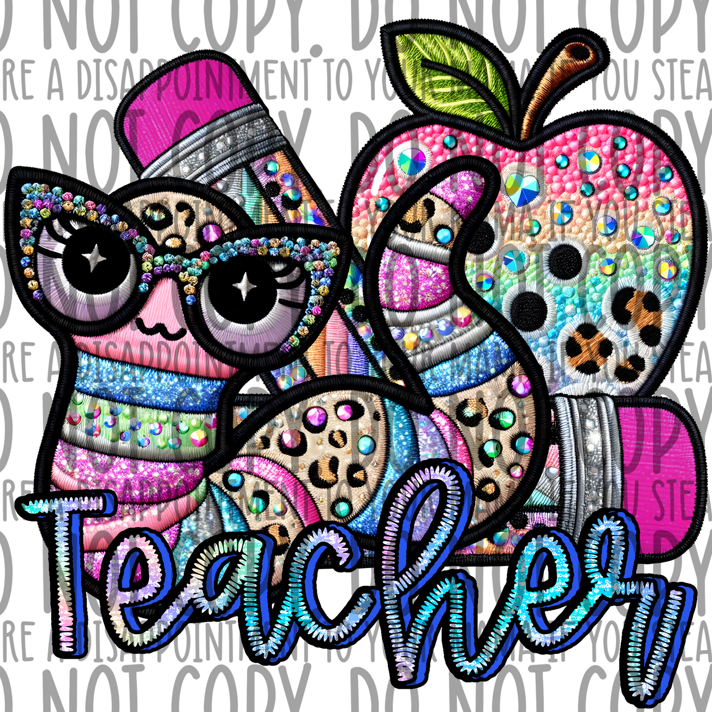 Teacher Faux embroidery