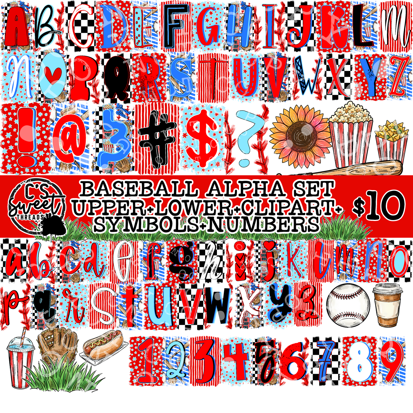 CST Baseball Ransom Alpha Set + Clipart