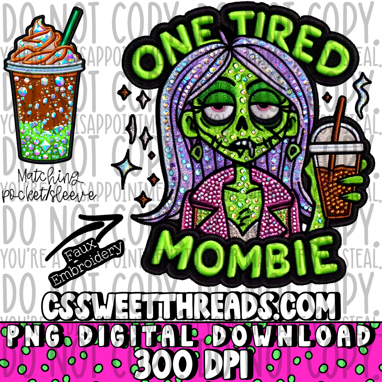 One Tired With Pocket/Sleeve Faux Embroidery