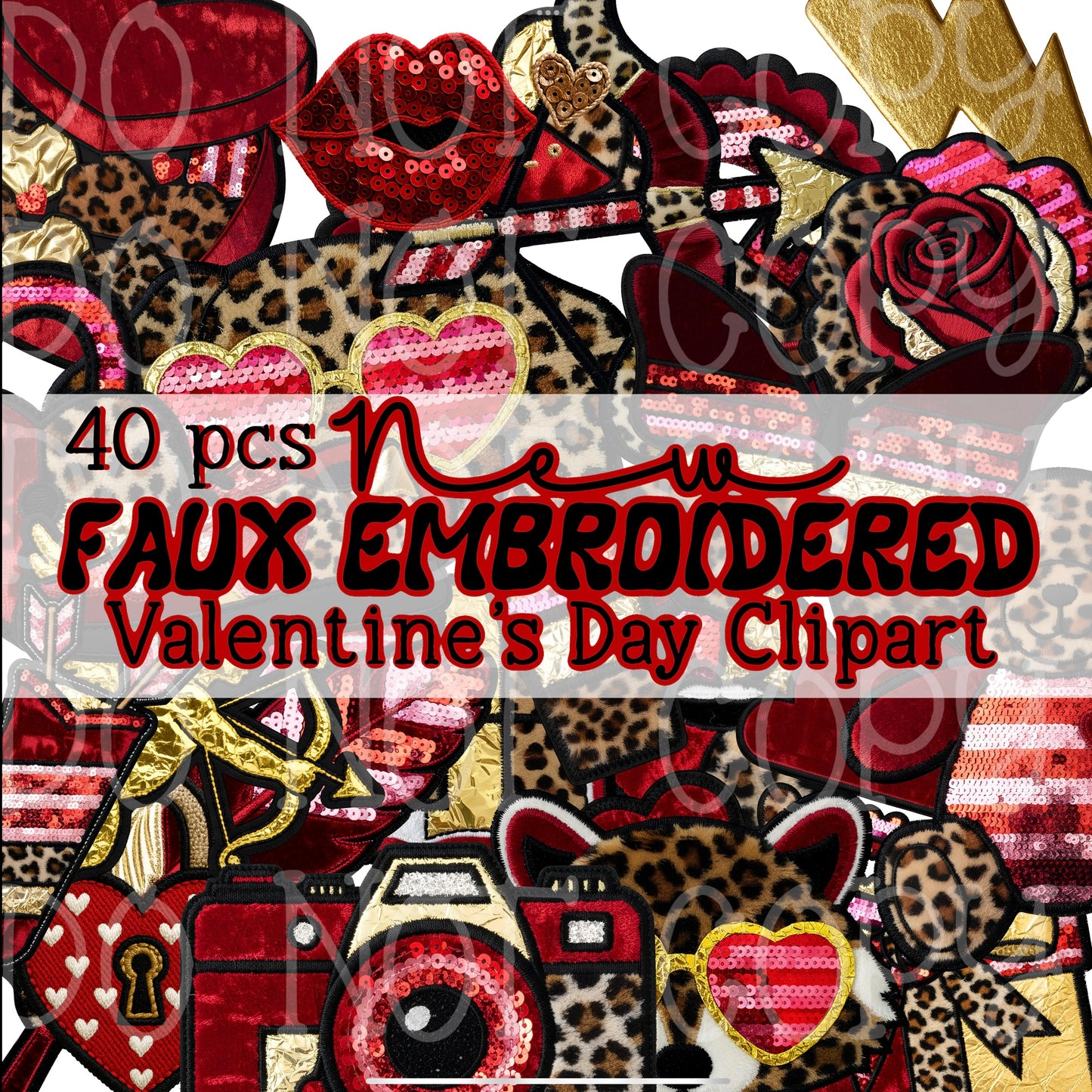 Faux Embroidered Valentine’s Day Clipart