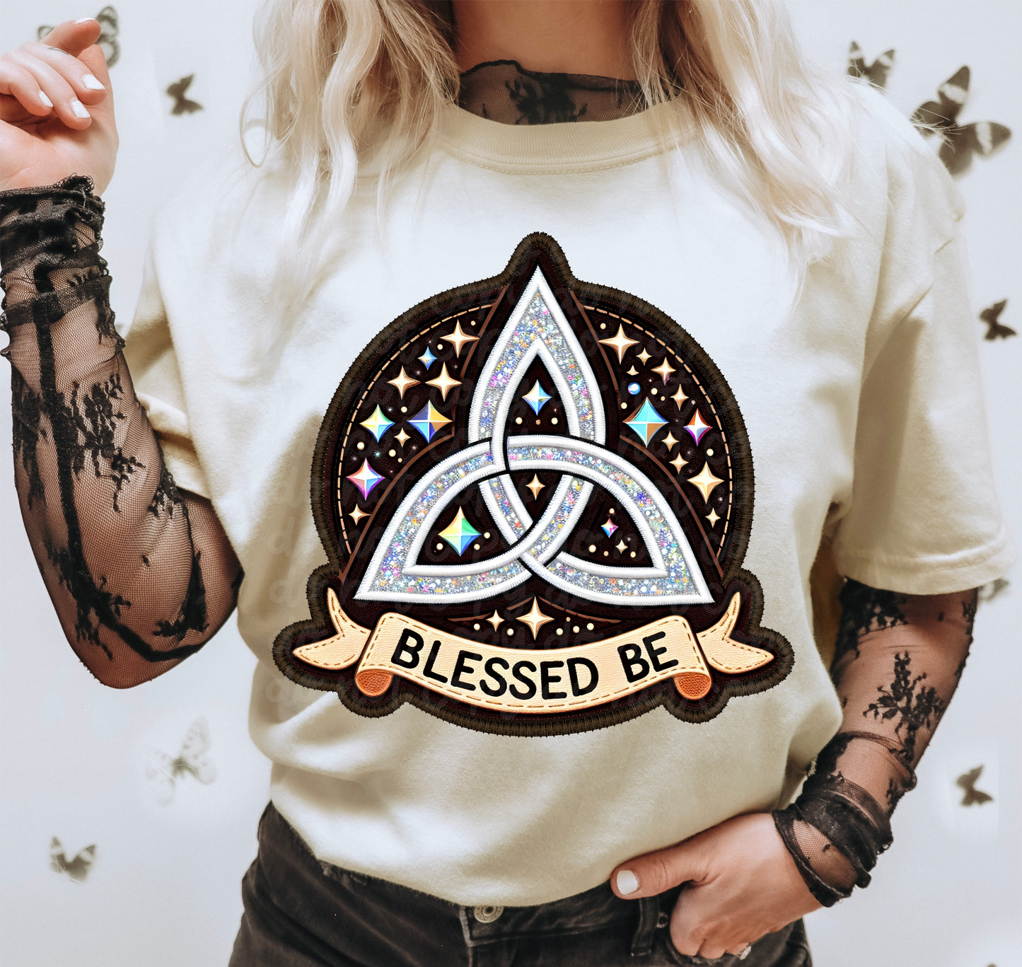 Blessed Be Faux Embroidery