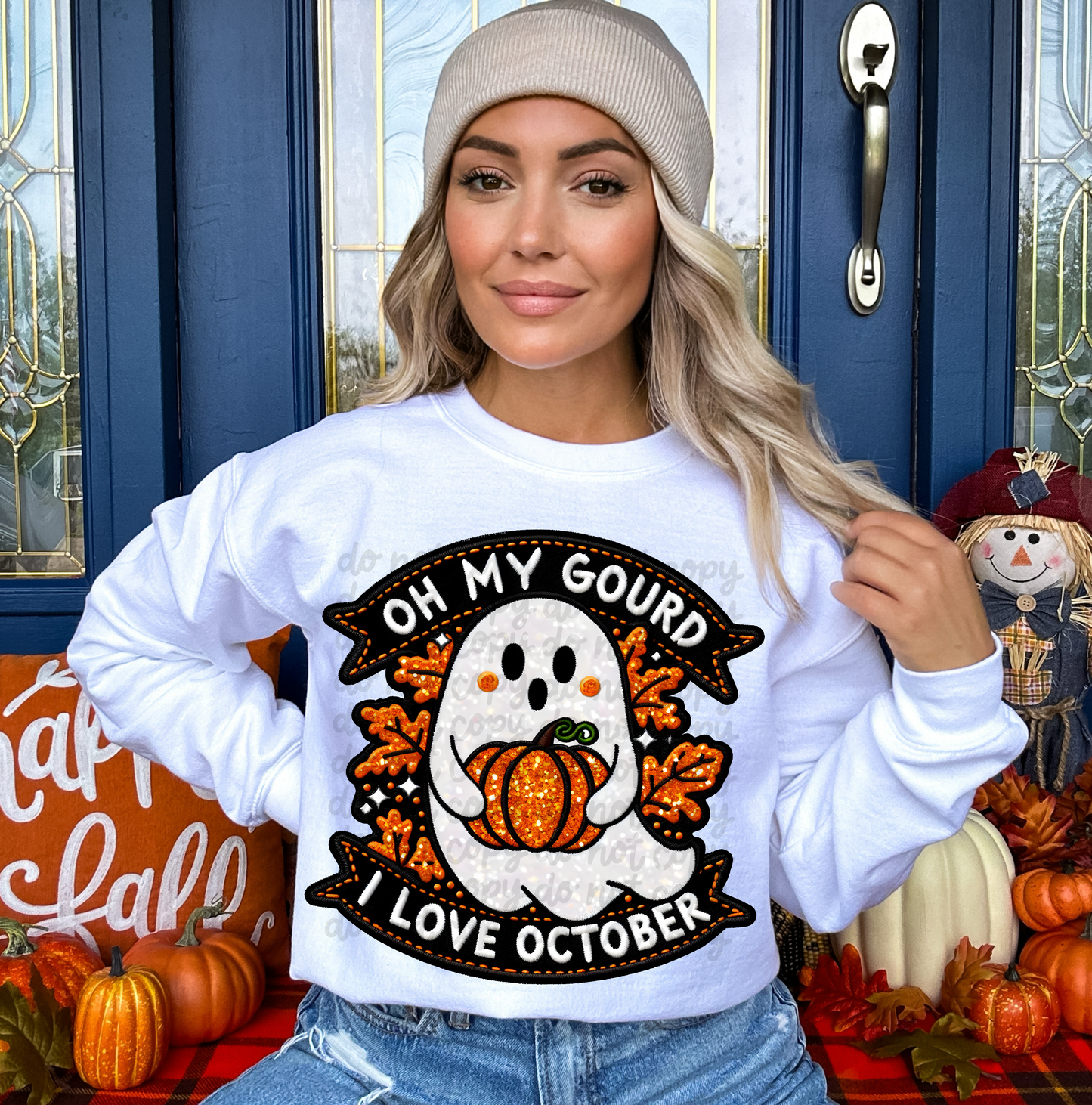 Oh My Gourd I Love October Faux Embroidery