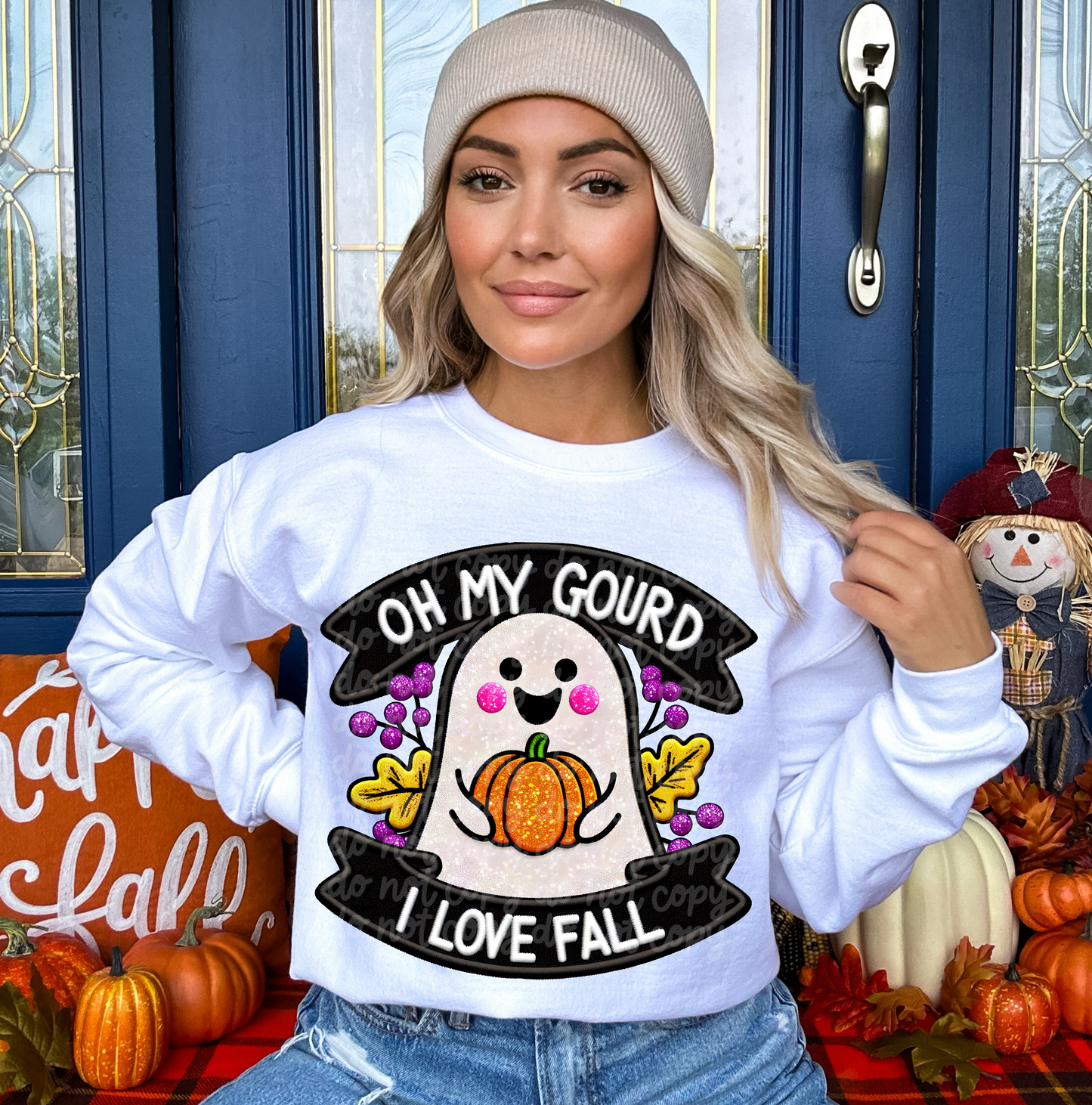 Oh My Gourd I Love Fall Faux Embroidery
