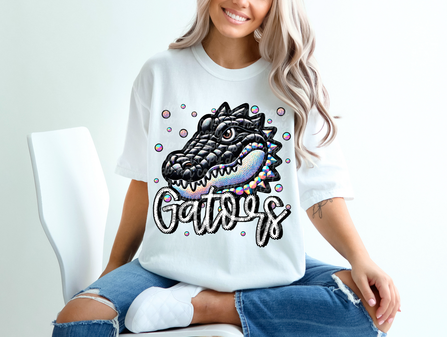 Black Leather Gators Faux Embroidery