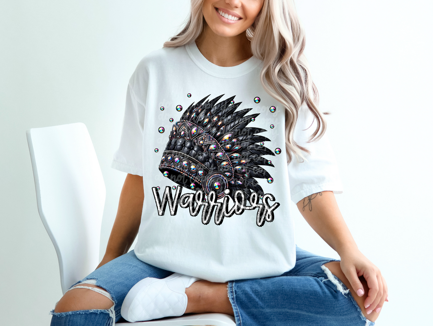 Black Leather Warriors Faux Embroidery