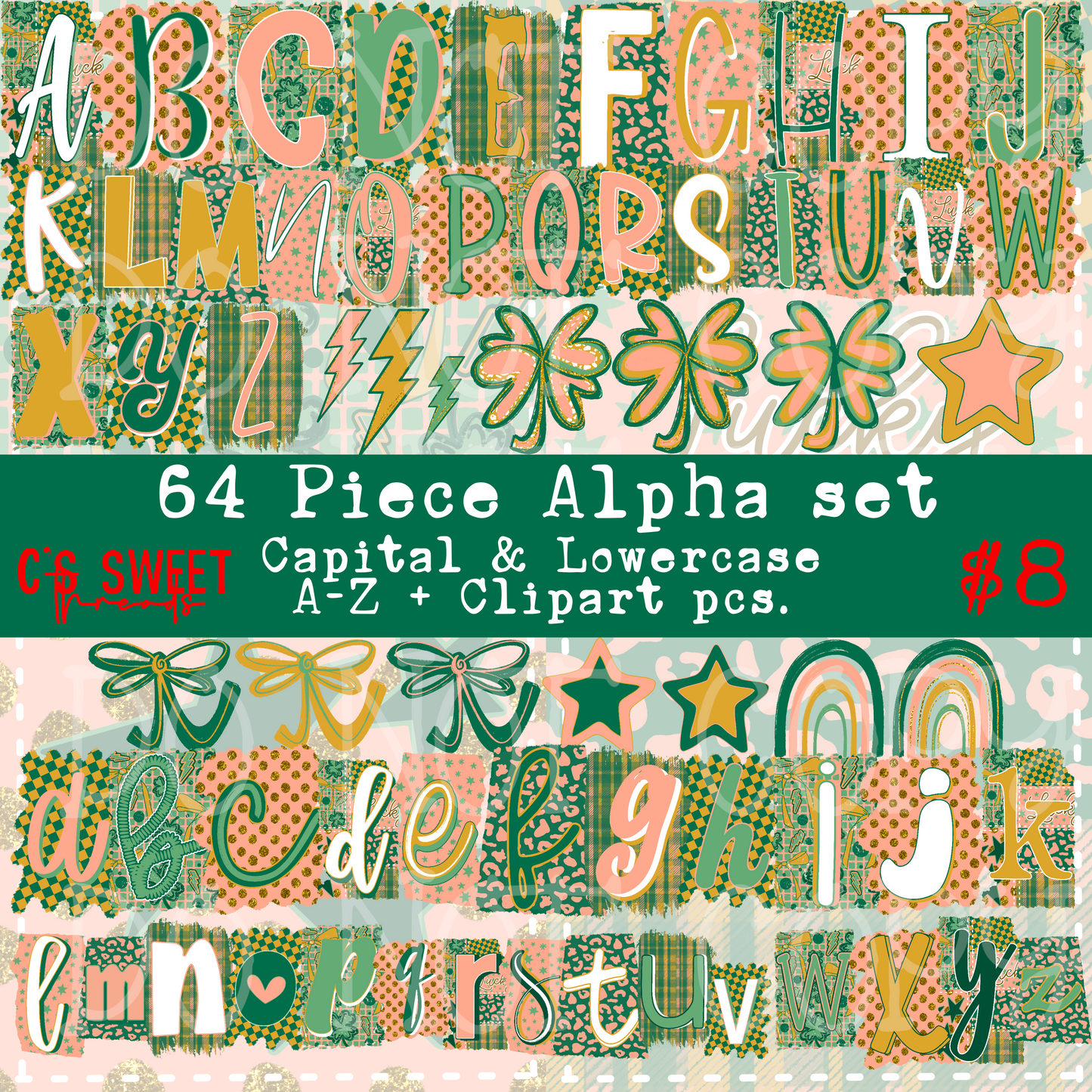 Lucky Girl Alpha Set + Clipart Pieces