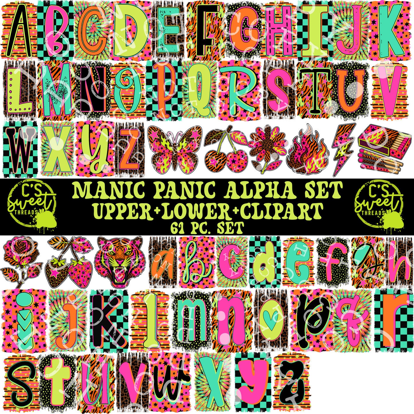 CST Manic Panic Alpha Set + Clipart Pieces