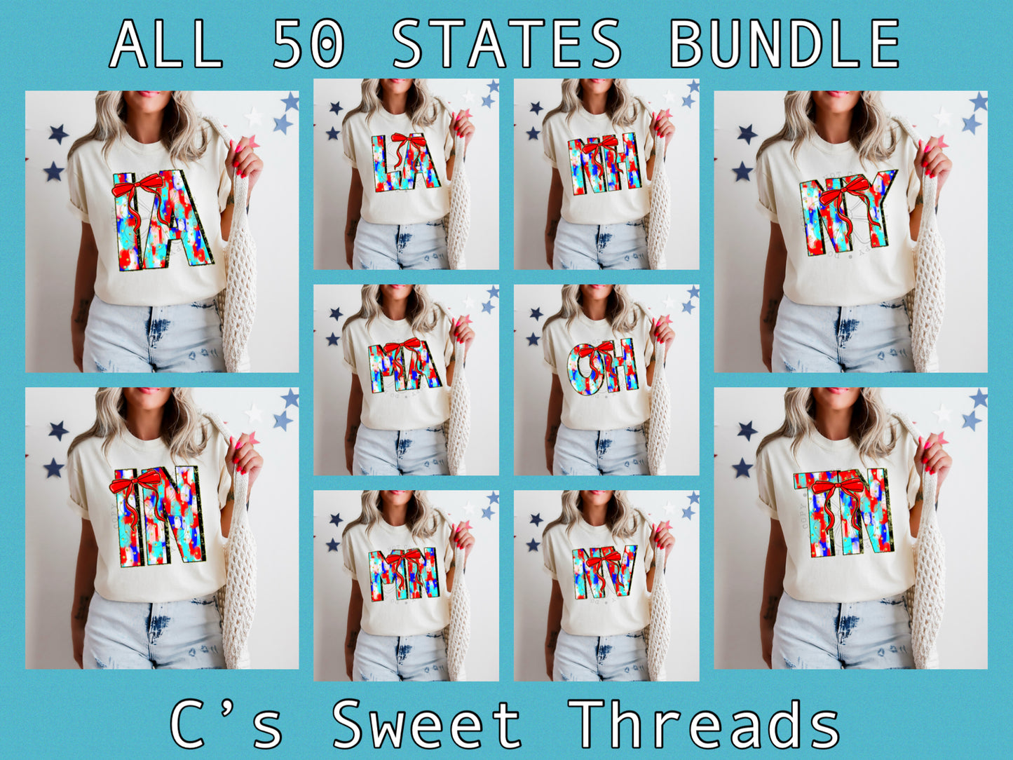 Red White Blue Bow 50 States Bundle