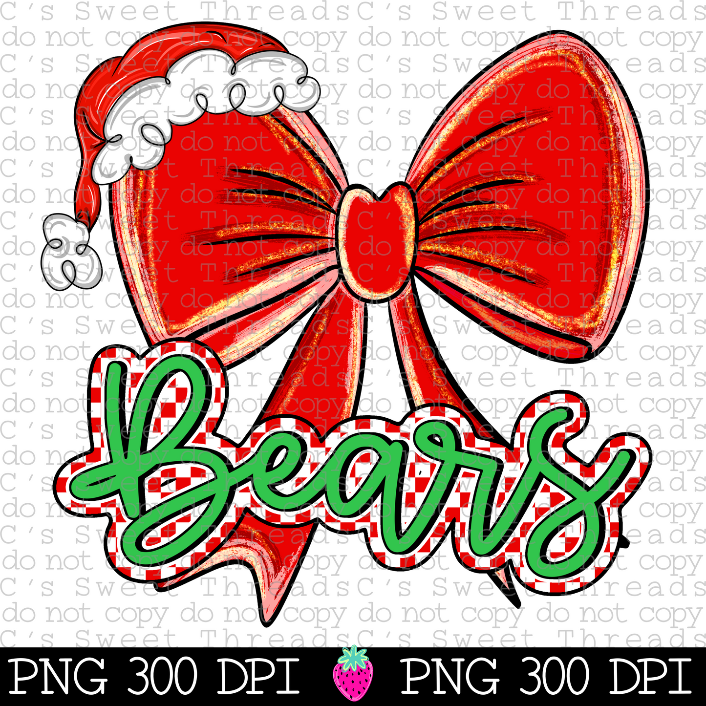 Bears Christmas Checker Bow