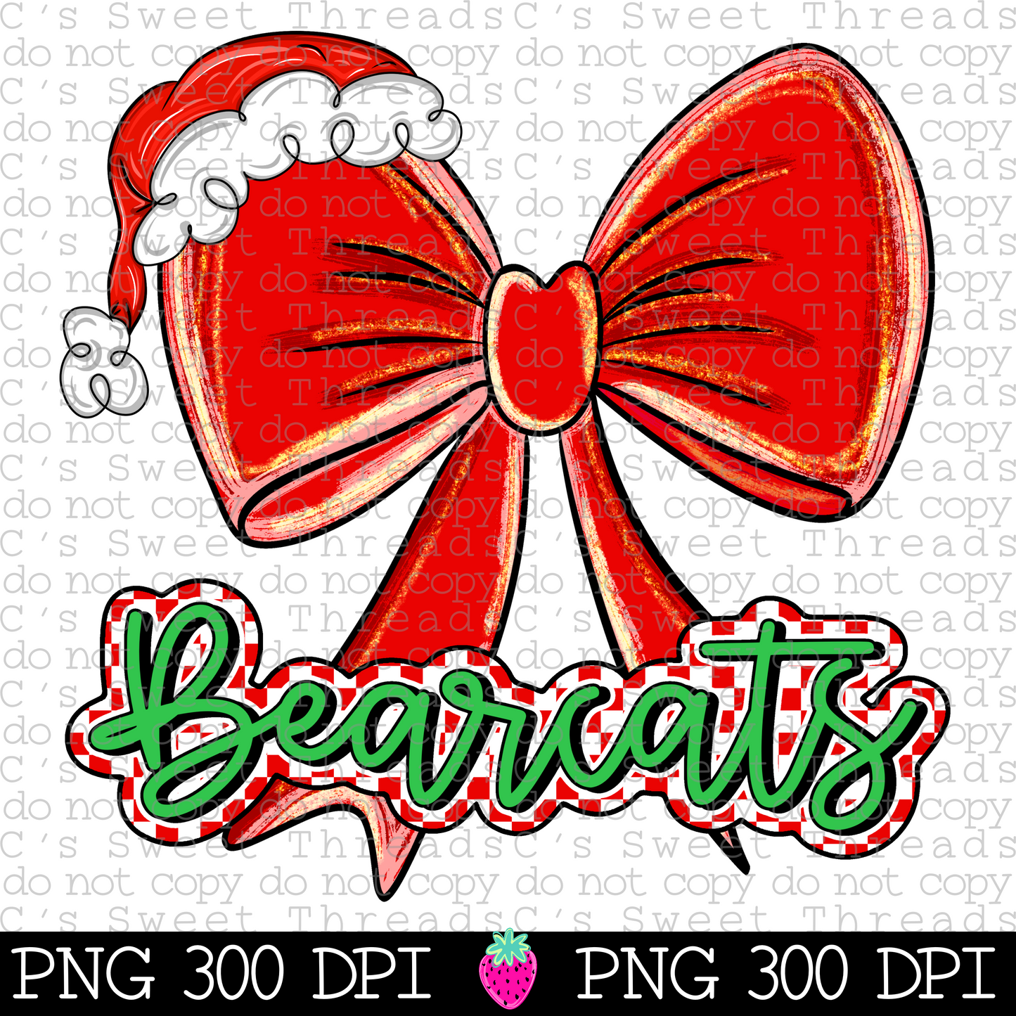 Bearcats Christmas Checker Bow