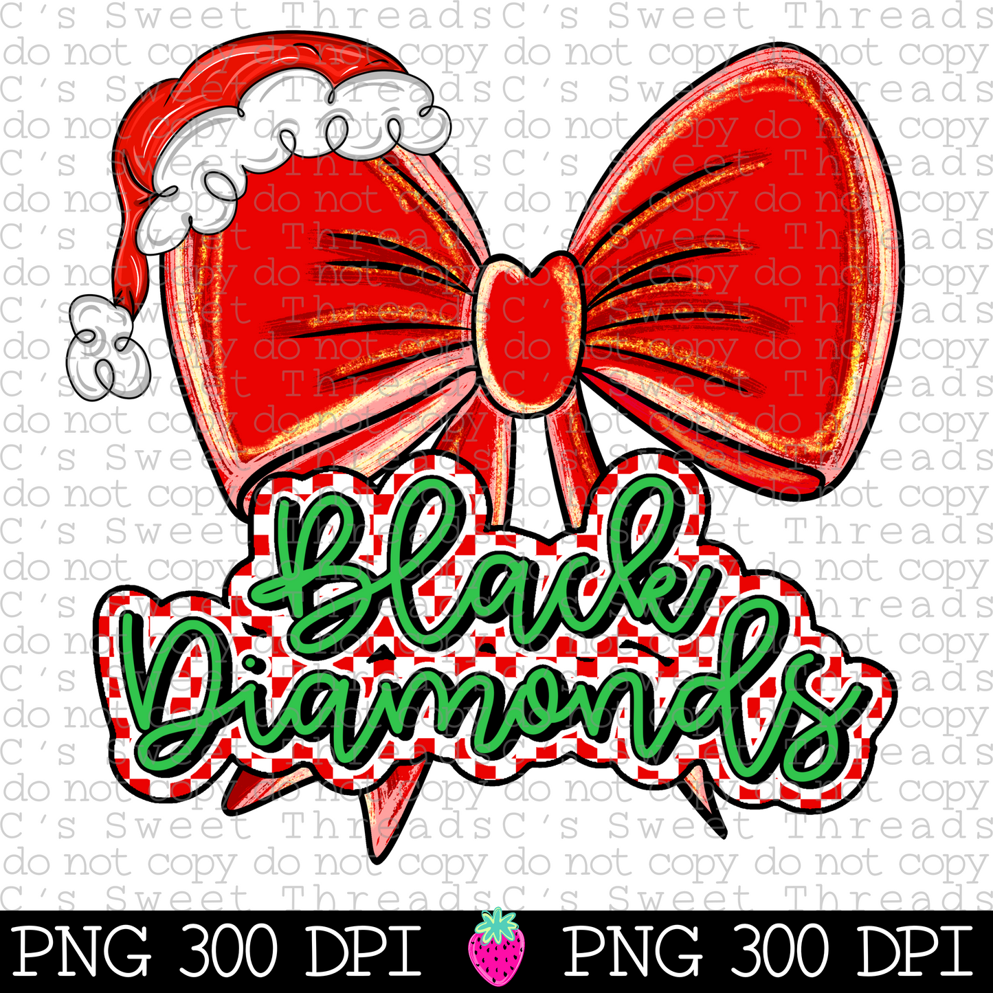 Black Diamonds Christmas Checker Bow