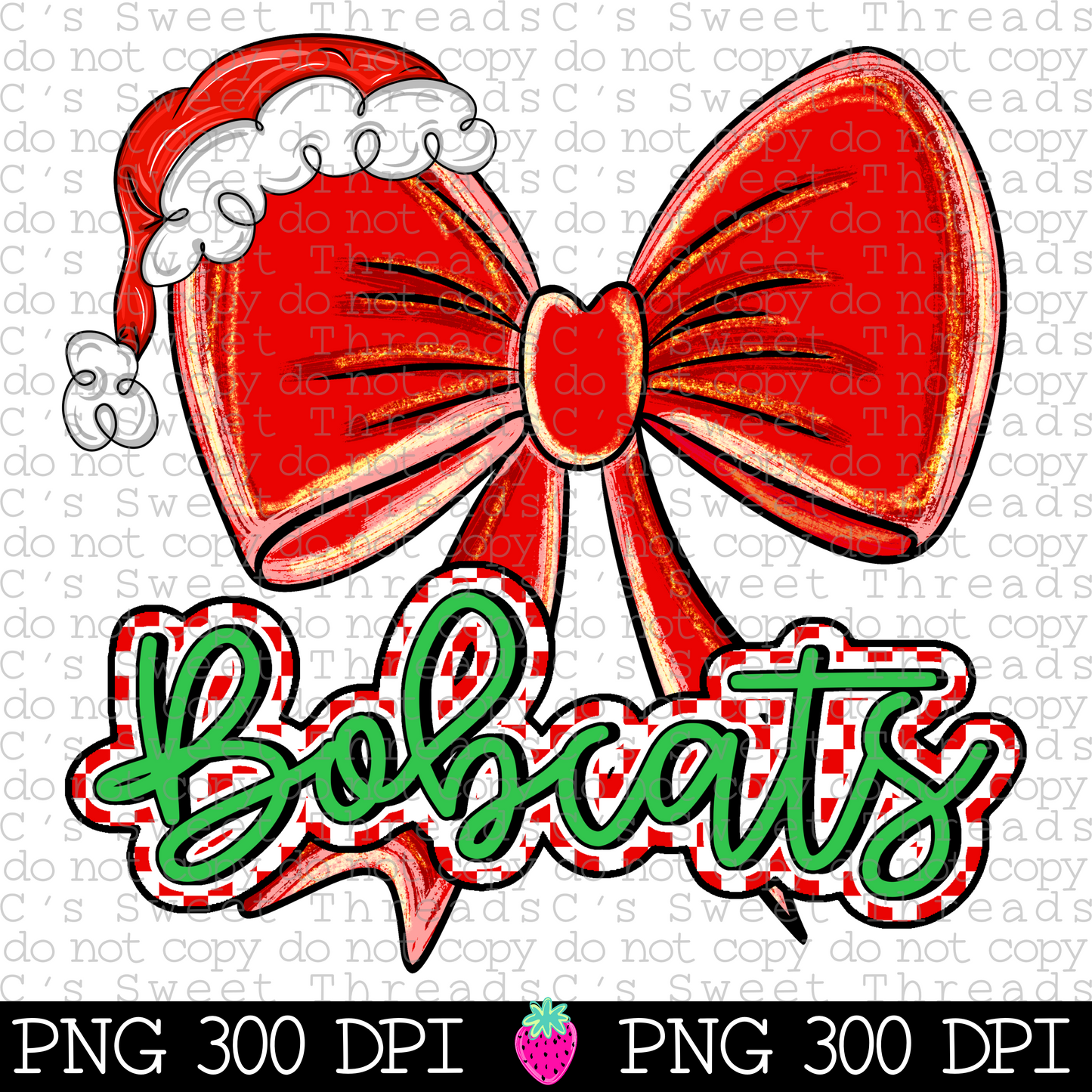 Bobcats Christmas Checker Bow