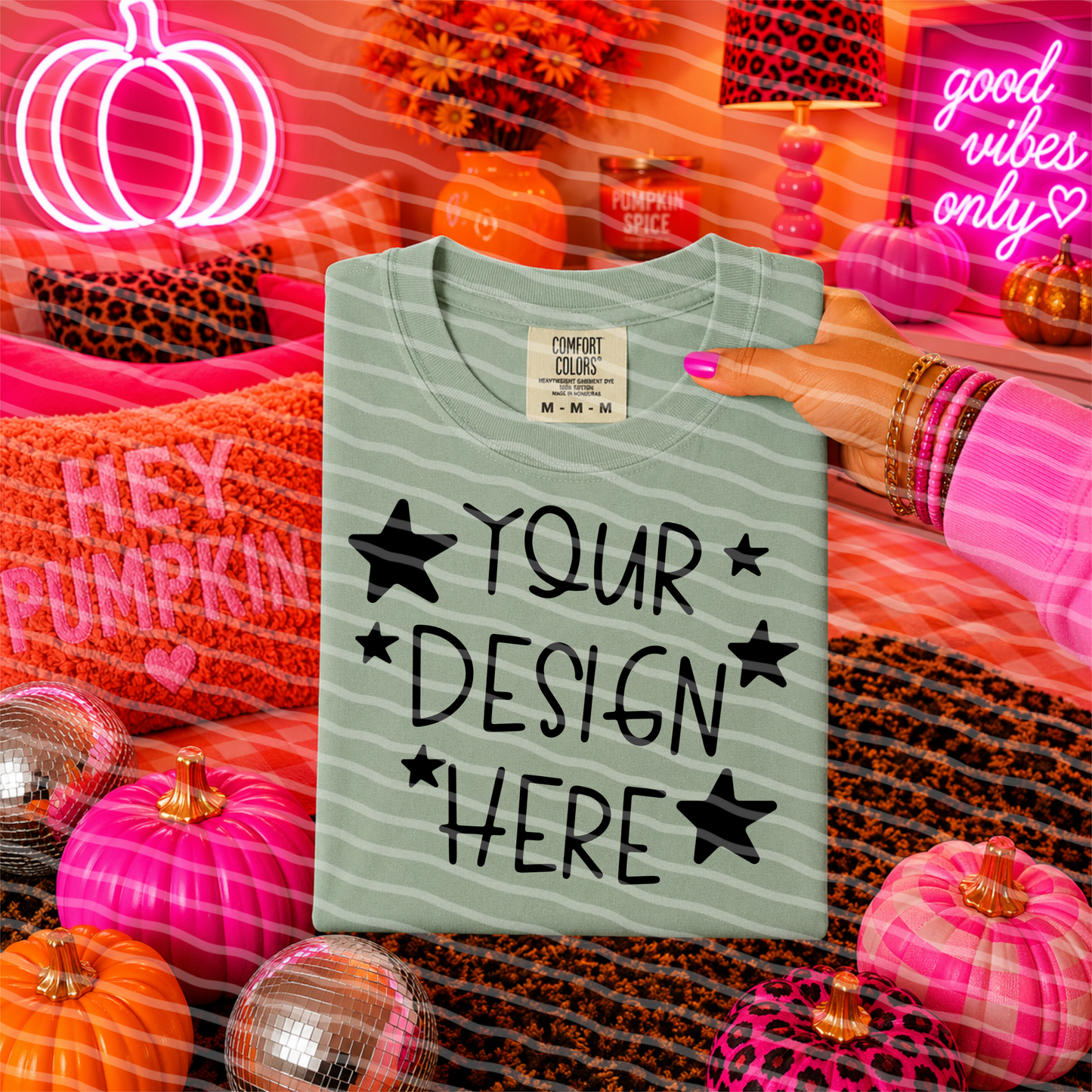 CC Bay Pumpkin Pop Tee Hand Held Mock Up