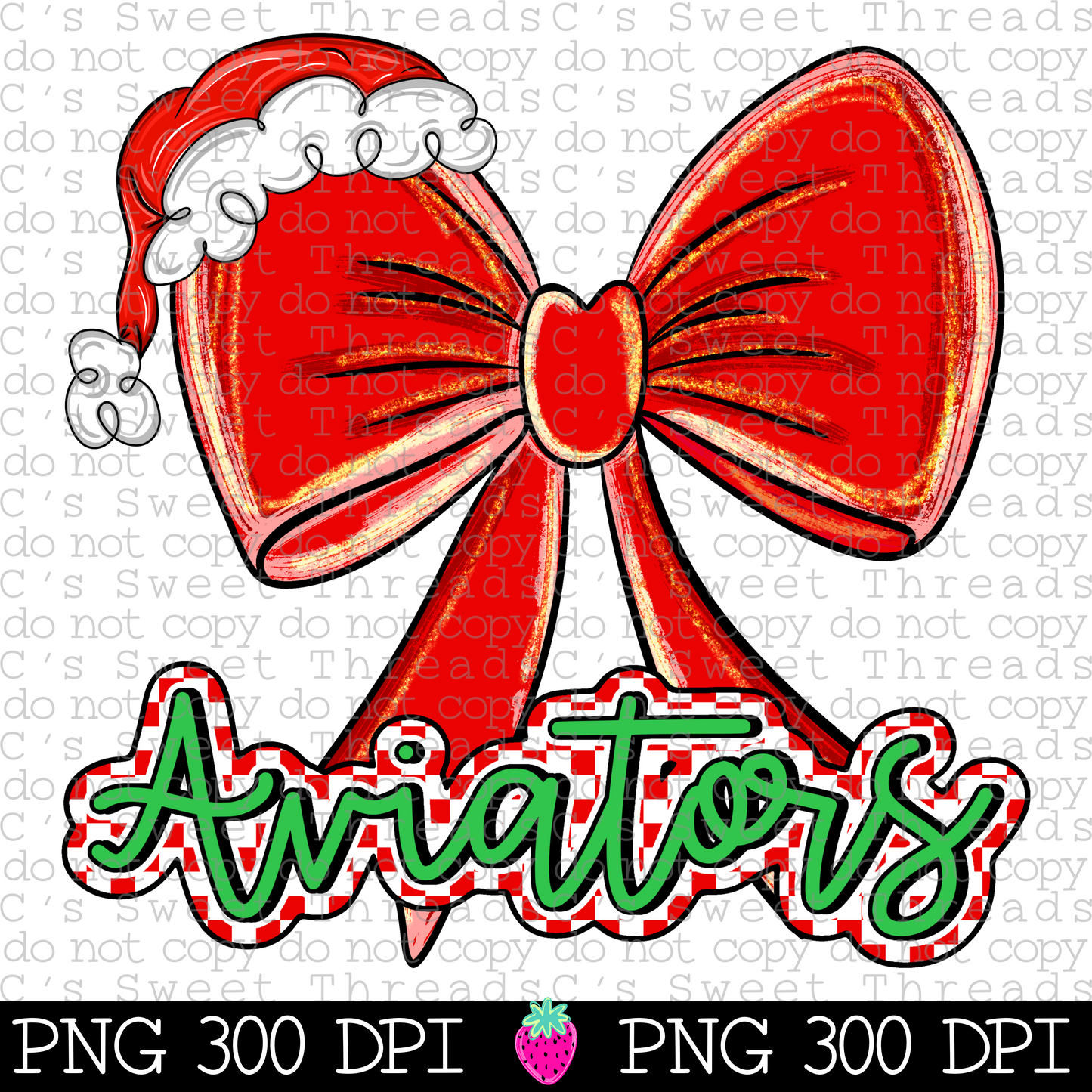 Aviators Christmas Checker Bow