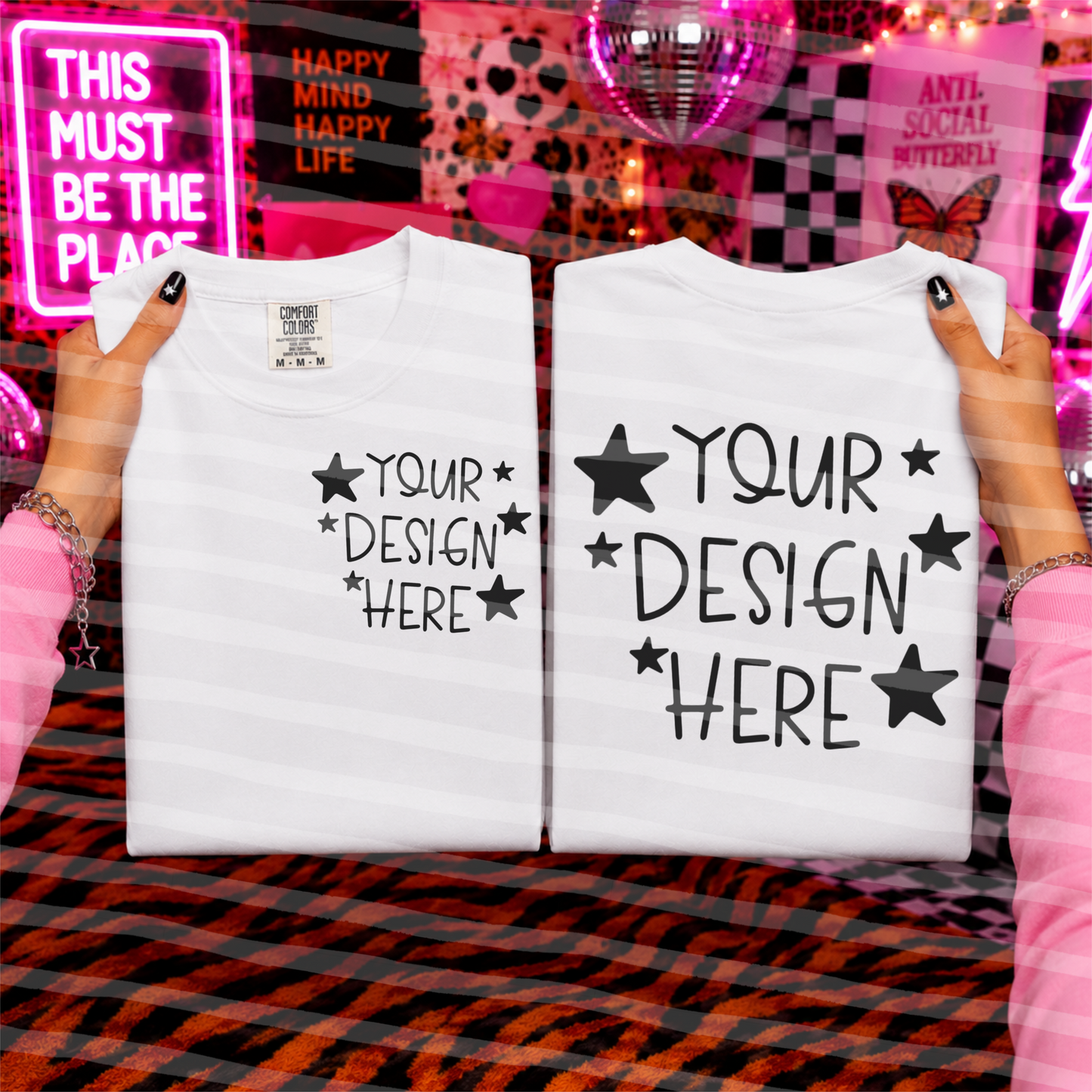 Happy Life White CC Tee Front And Back Mock Up