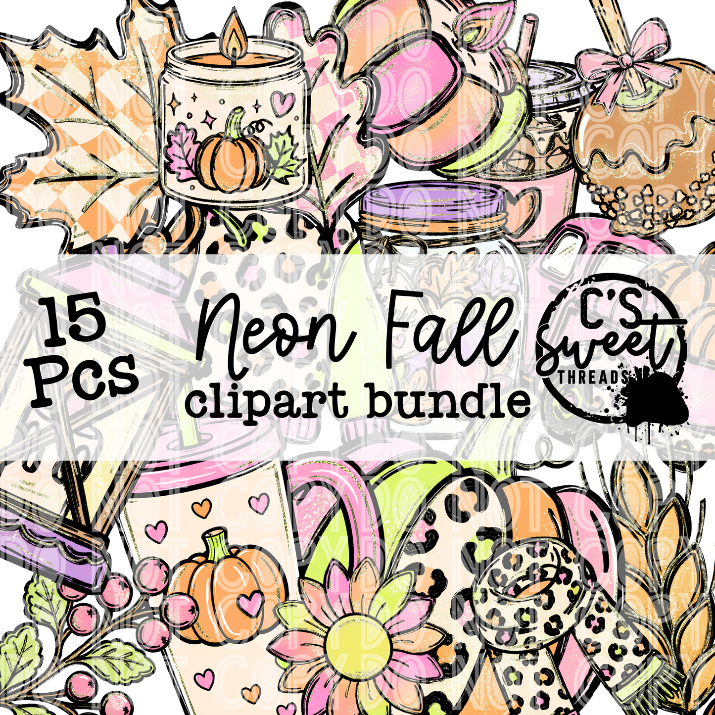 Neon Fall Clipart Bundle