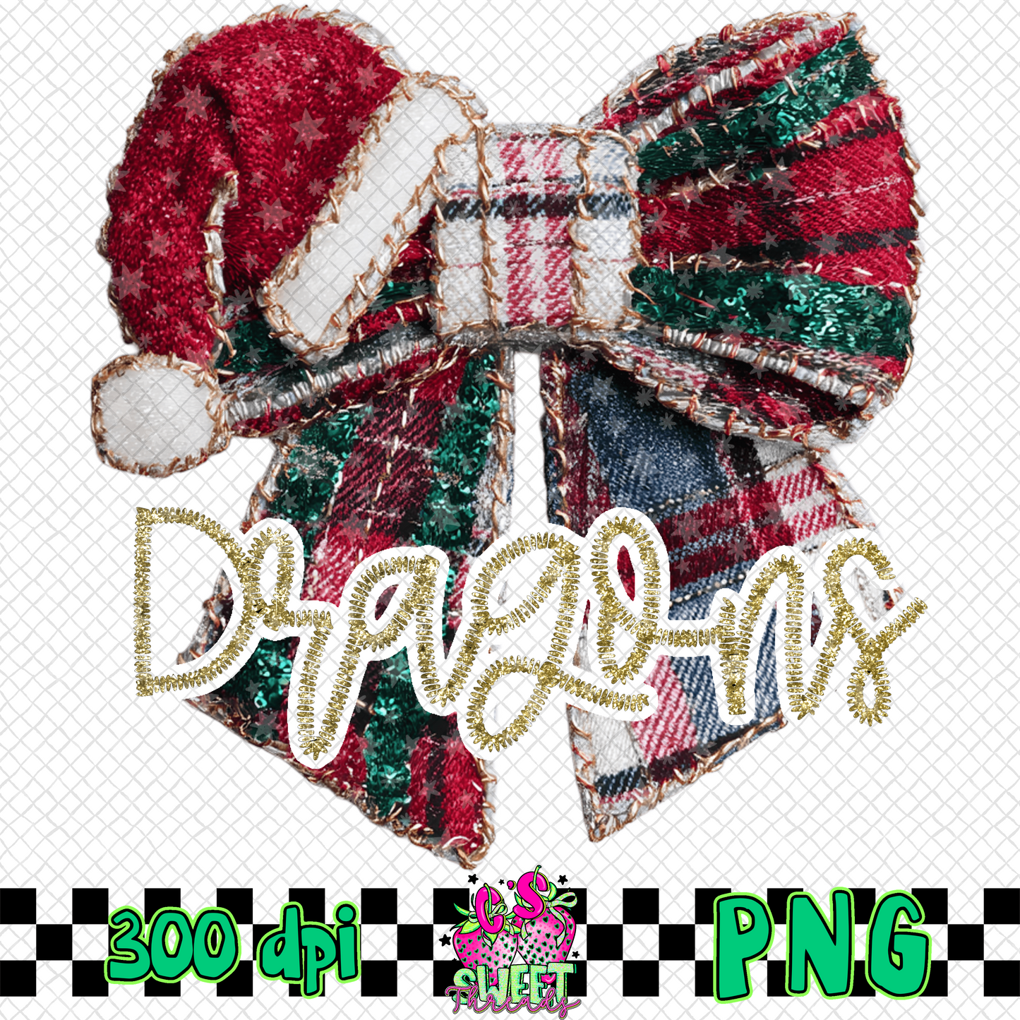 Dragons Faux Embroidered Christmas Bow