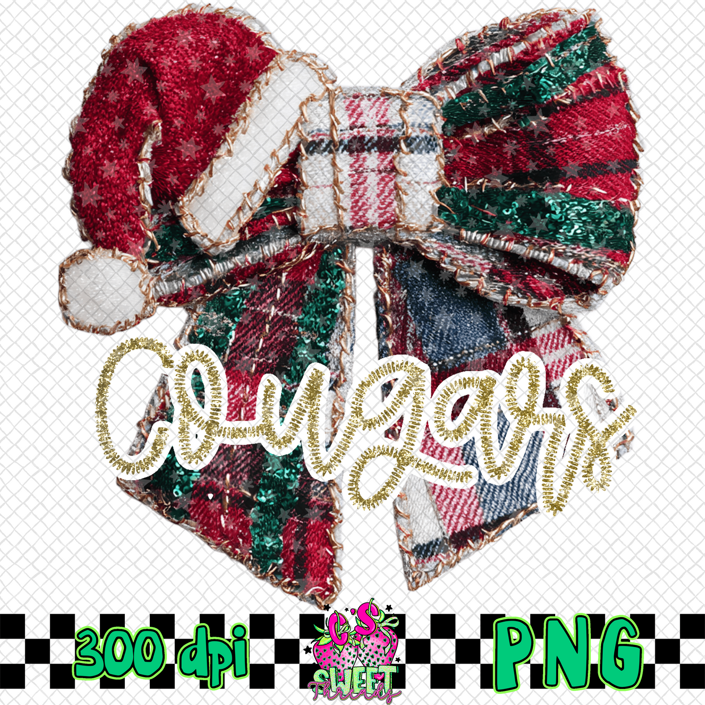 Cougars Faux Embroidered Christmas Bow