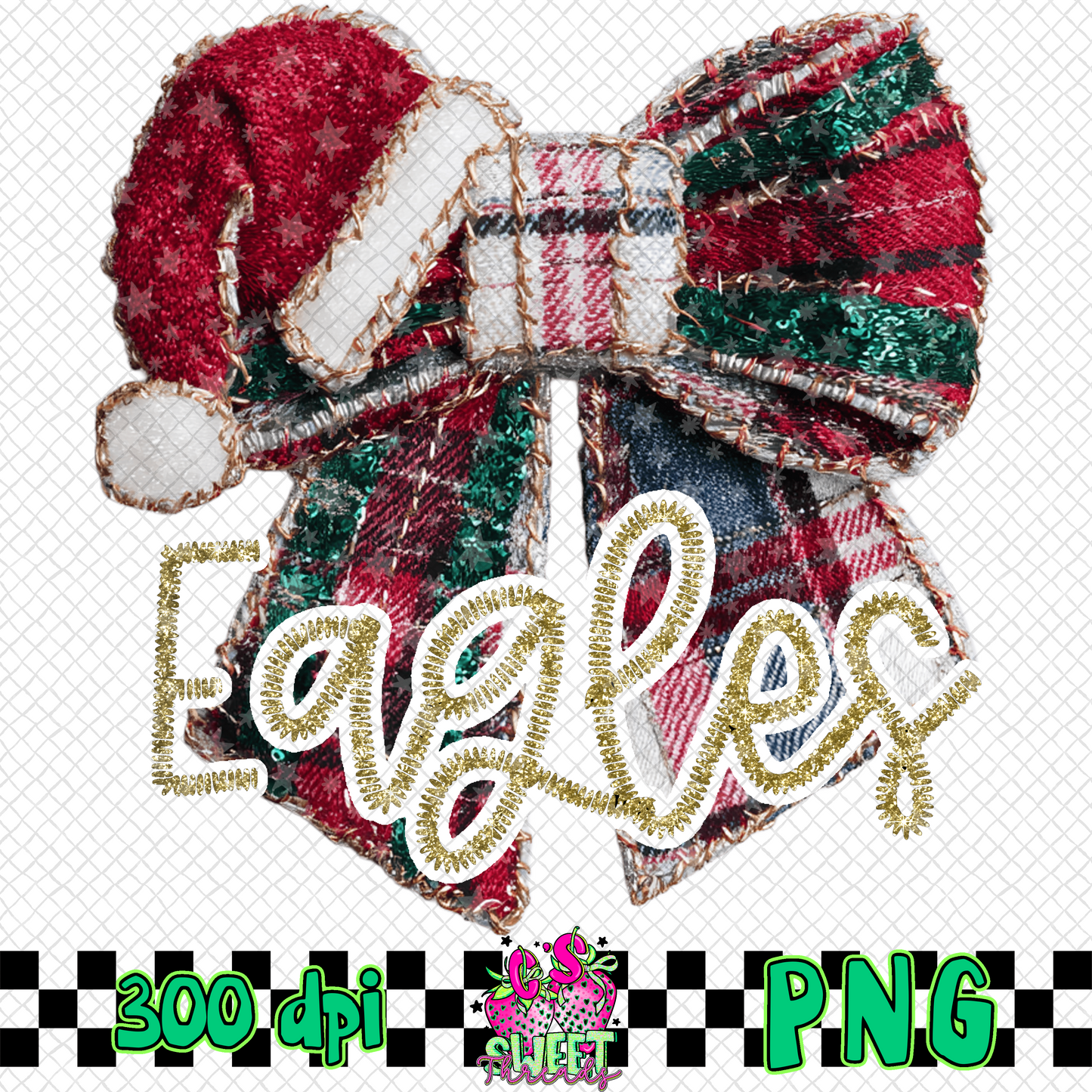 Eagles Faux Embroidered Christmas Bow