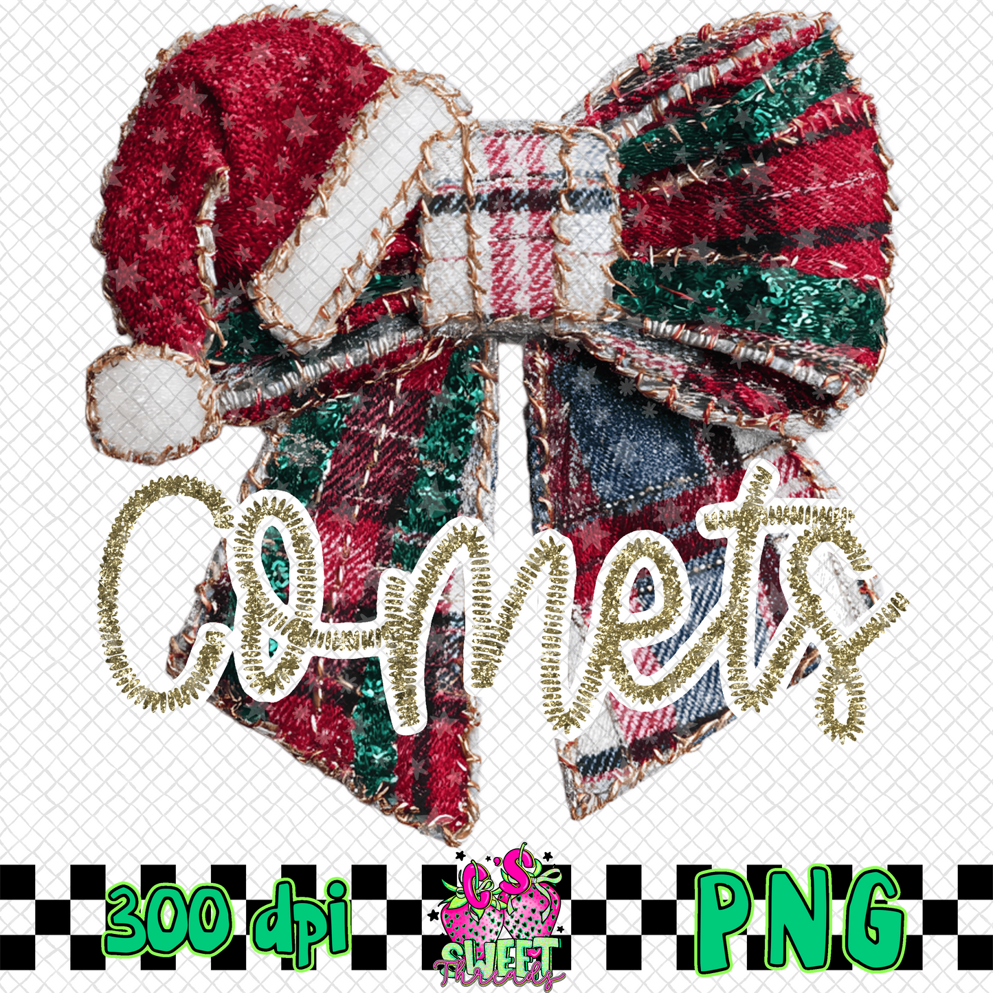 Comets Faux Embroidered Christmas Bow
