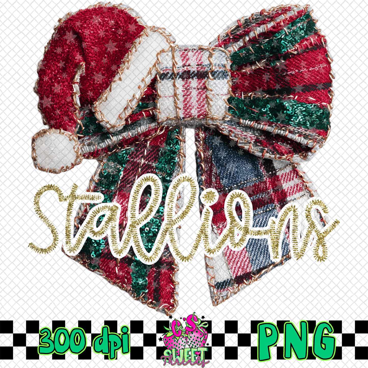 Stallions Faux Embroidered Christmas Bow
