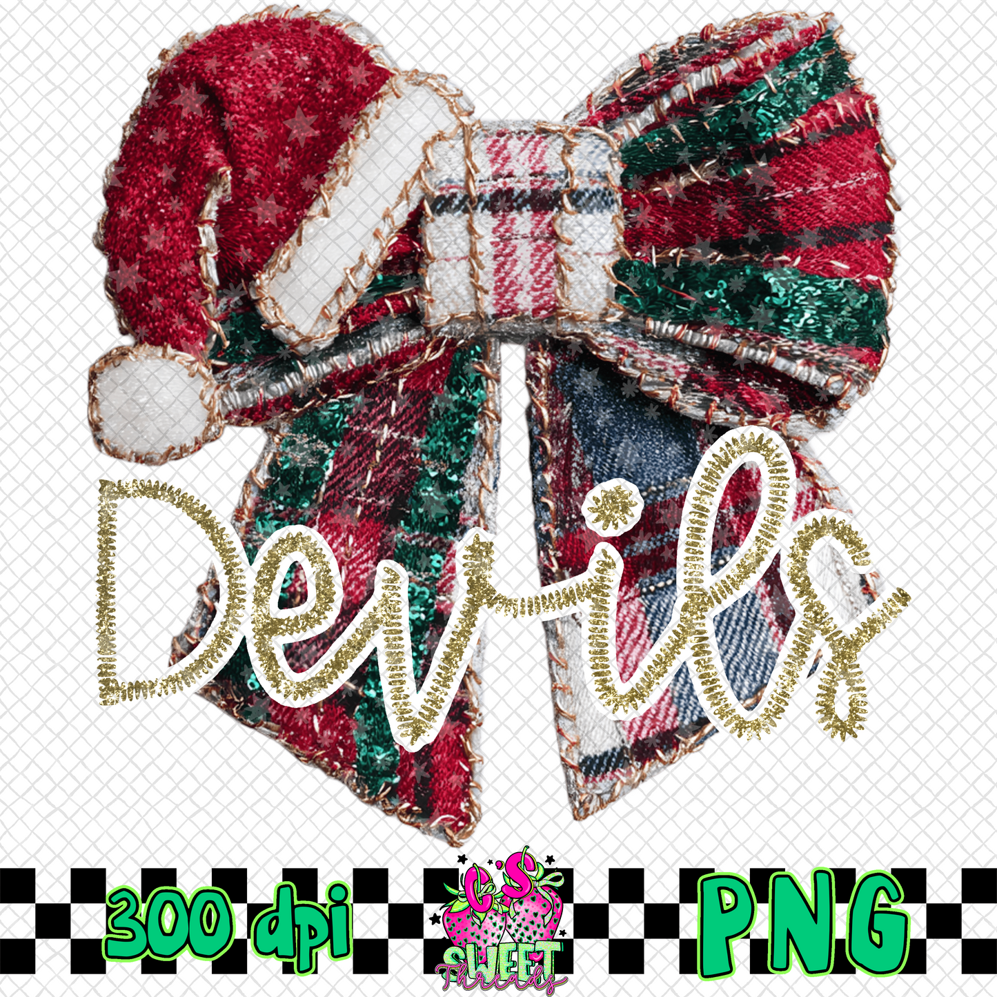 Devils Faux Embroidered Christmas Bow