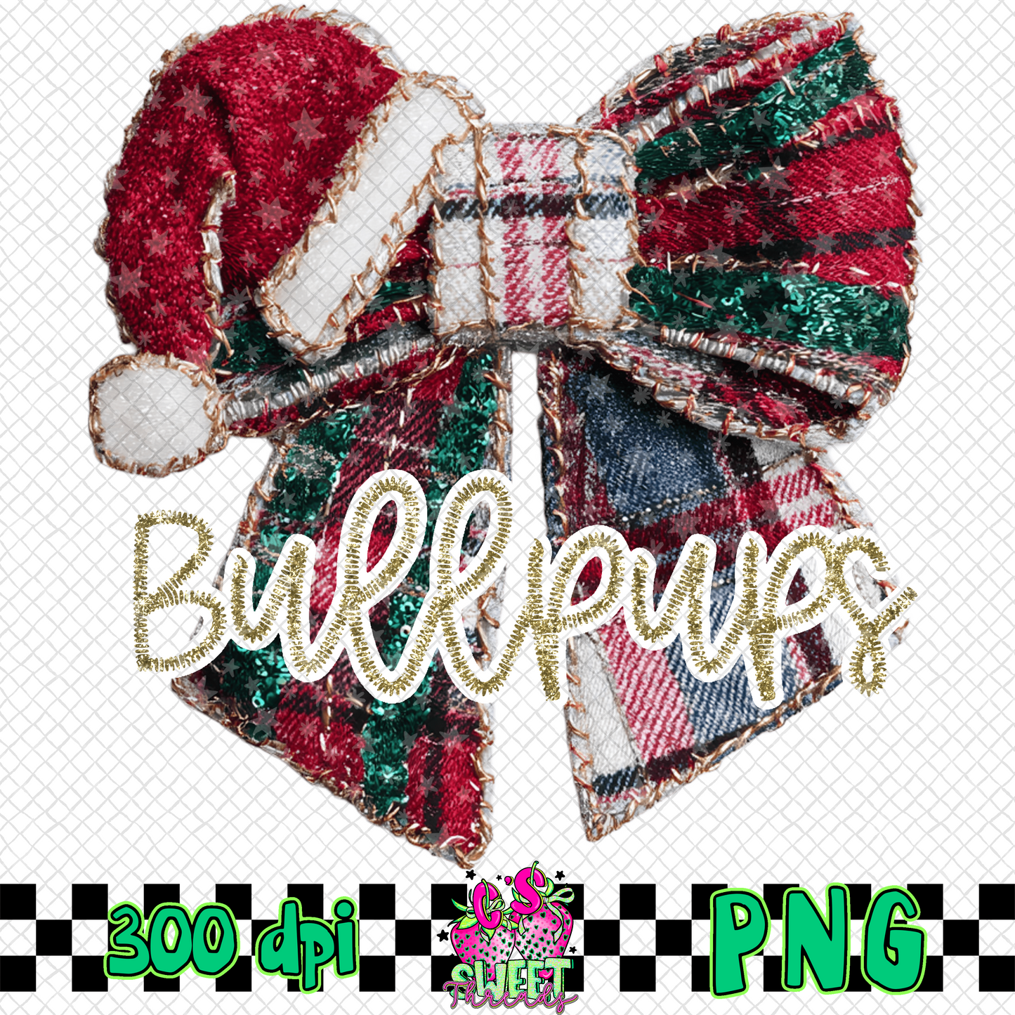 Bullpups Faux Embroidered Christmas Bow