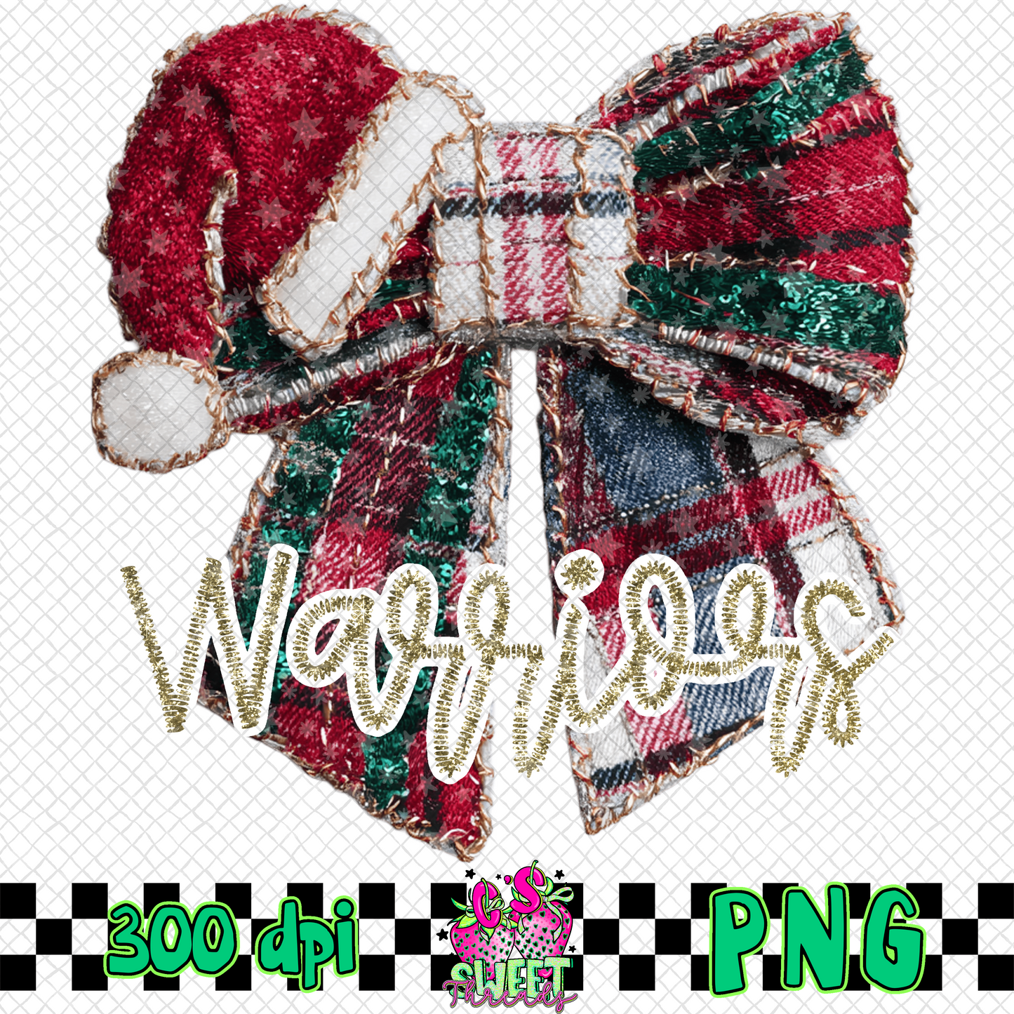 Warriors Faux Embroidered Christmas Bow