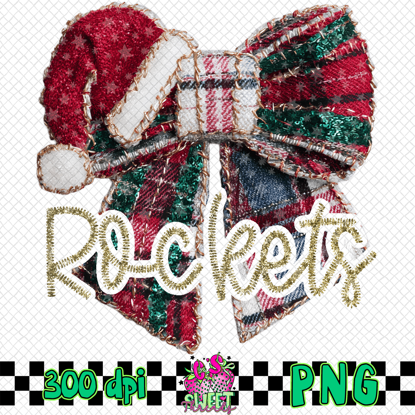 Rockets Faux Embroidered Christmas Bow
