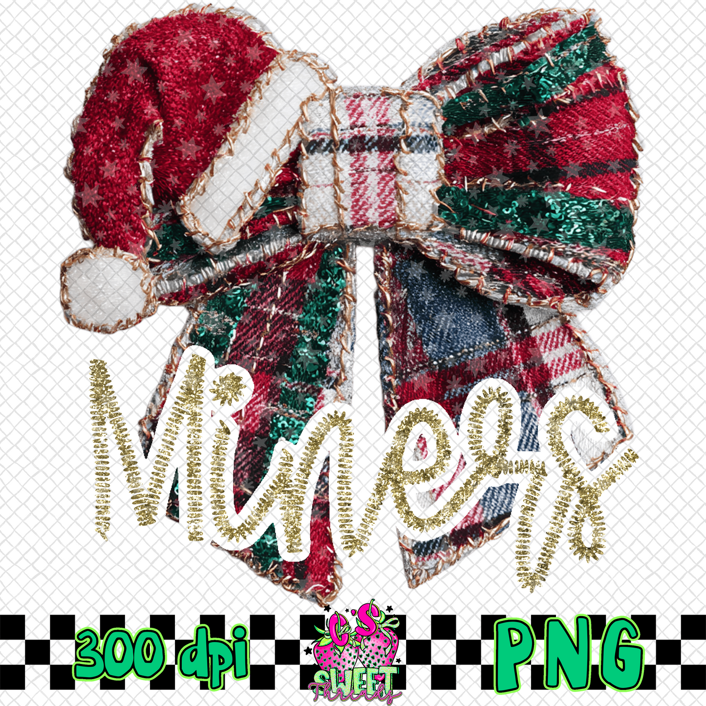 Miners Faux Embroidered Christmas Bow