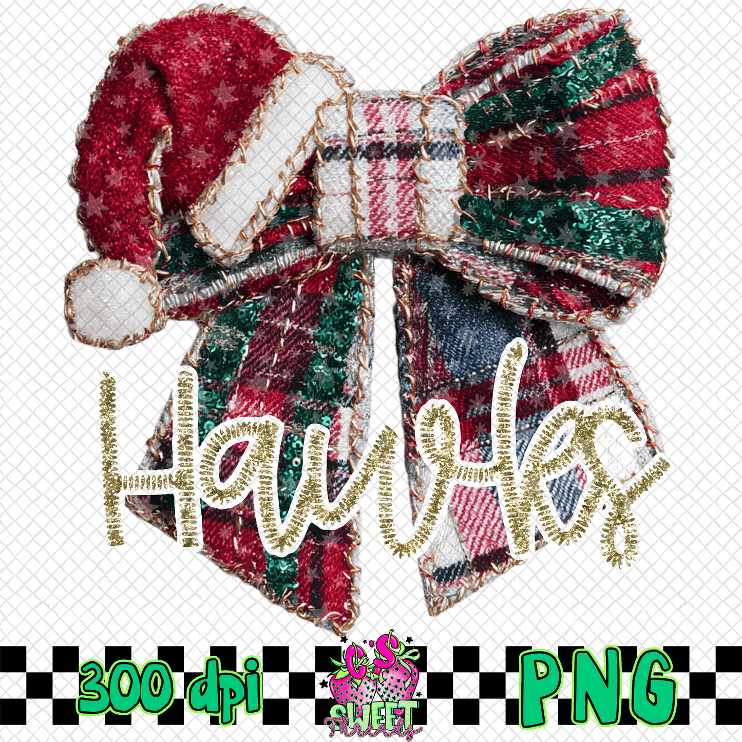 Hawks Faux Embroidered Christmas Bow