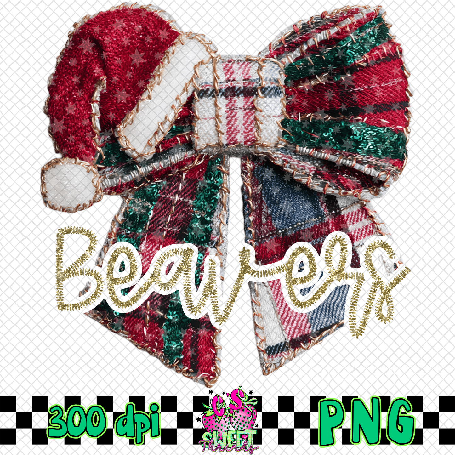 Beavers Faux Embroidered Christmas Bow