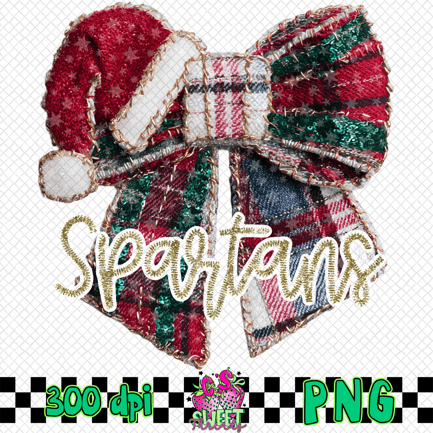 Spartans Faux Embroidered Christmas Bow