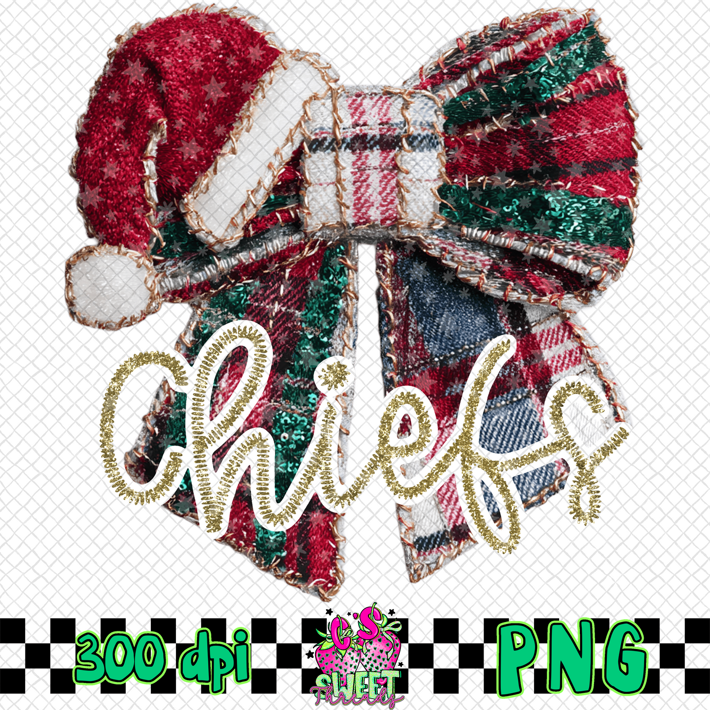 Chiefs Faux Embroidered Christmas Bow