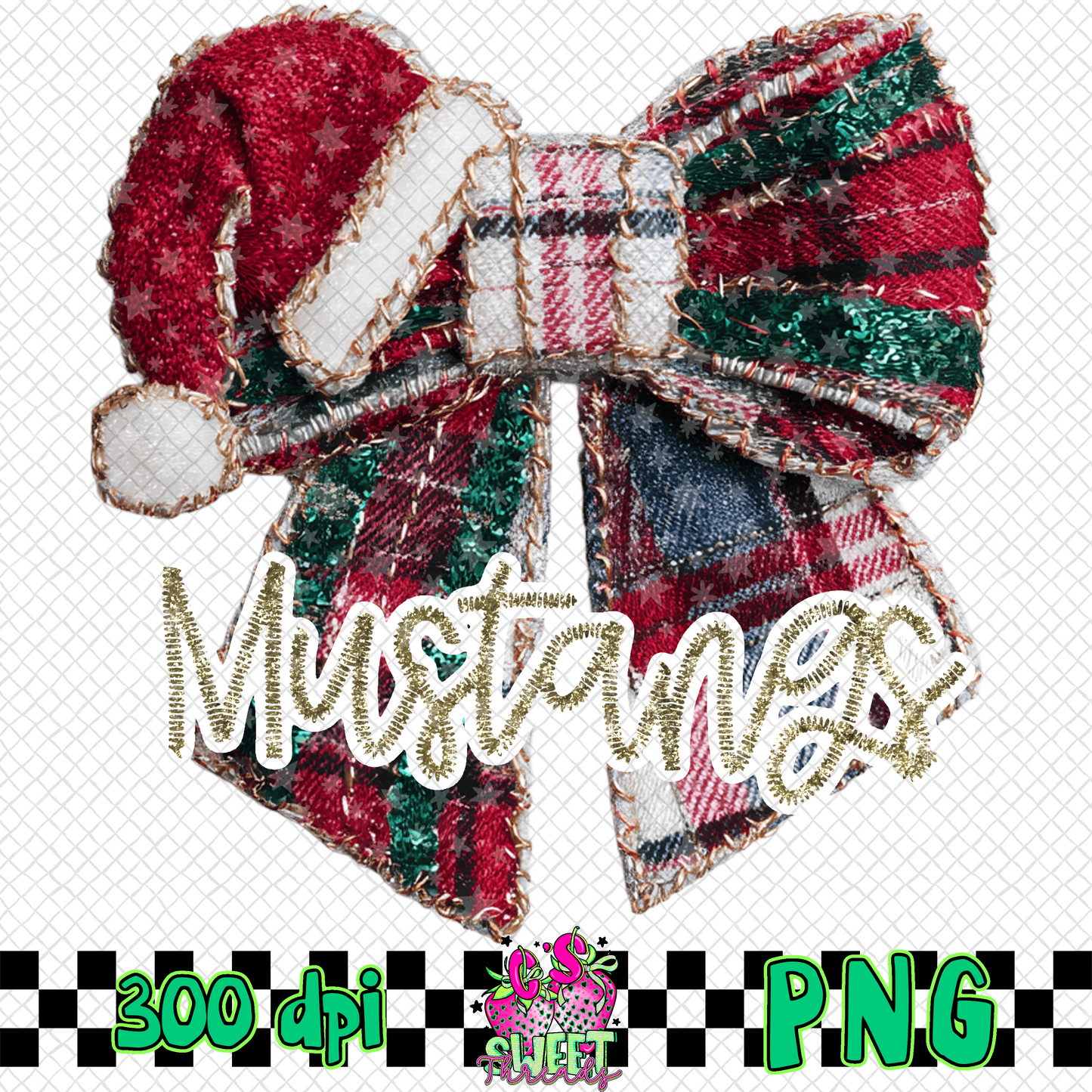 Mustangs Faux Embroidered Christmas Bow