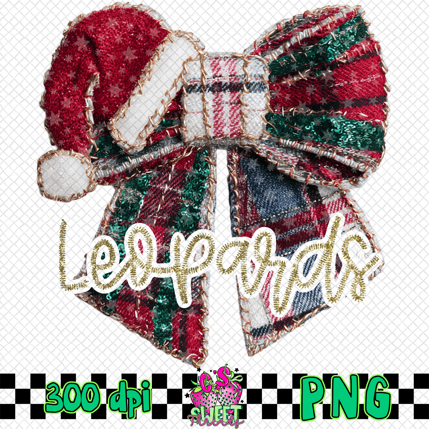 Leopards Faux Embroidered Christmas Bow
