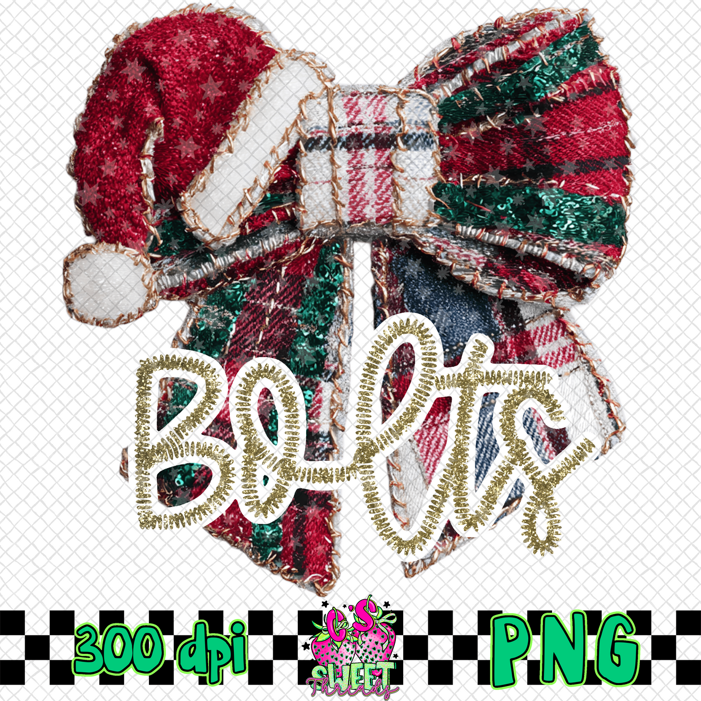 Bolts Faux Embroidered Christmas Bow