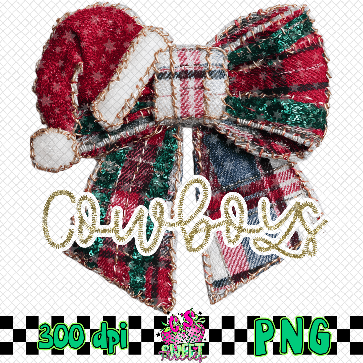 Cowboys Faux Embroidered Christmas Bow