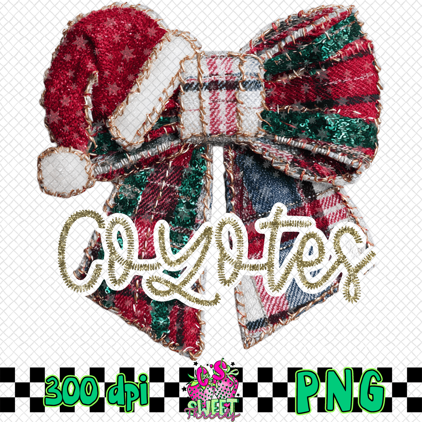 Coyotes Faux Embroidered Christmas Bow