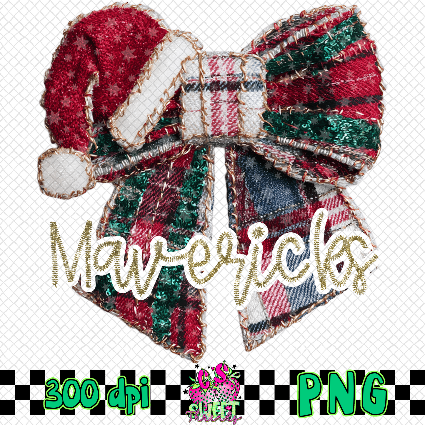 Mavericks Faux Embroidered Christmas Bow