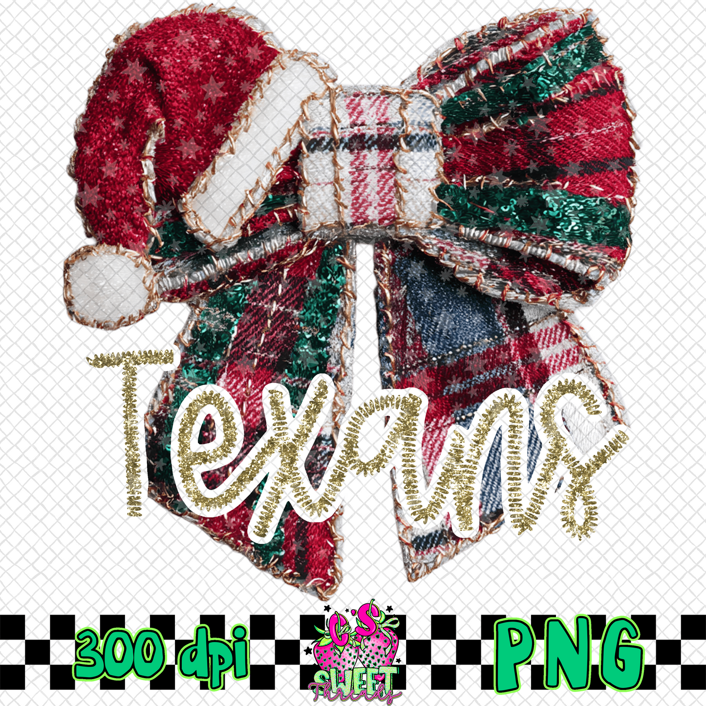 Texans Faux Embroidered Christmas Bow