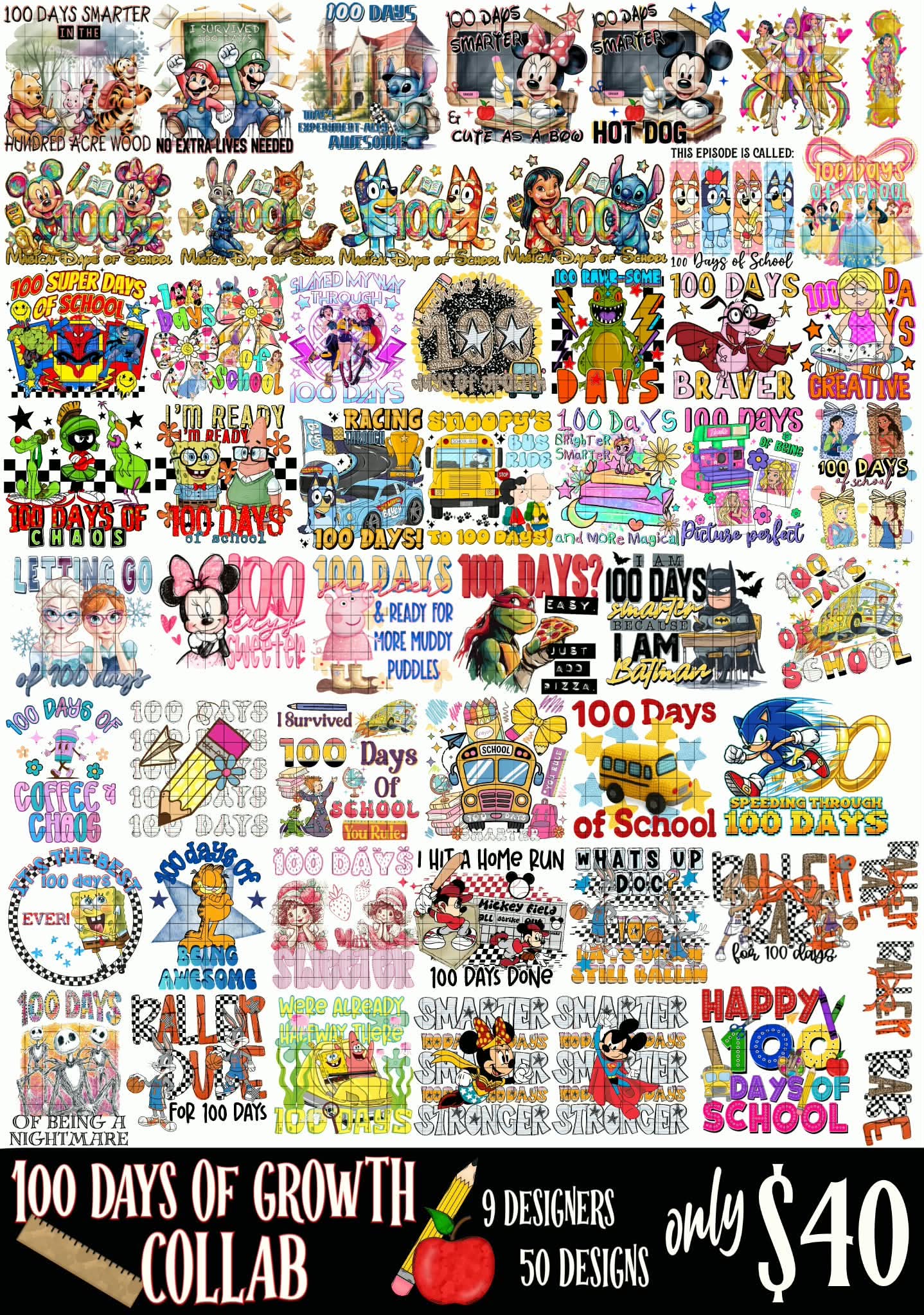 100 Days Of School Collab -9 Designers