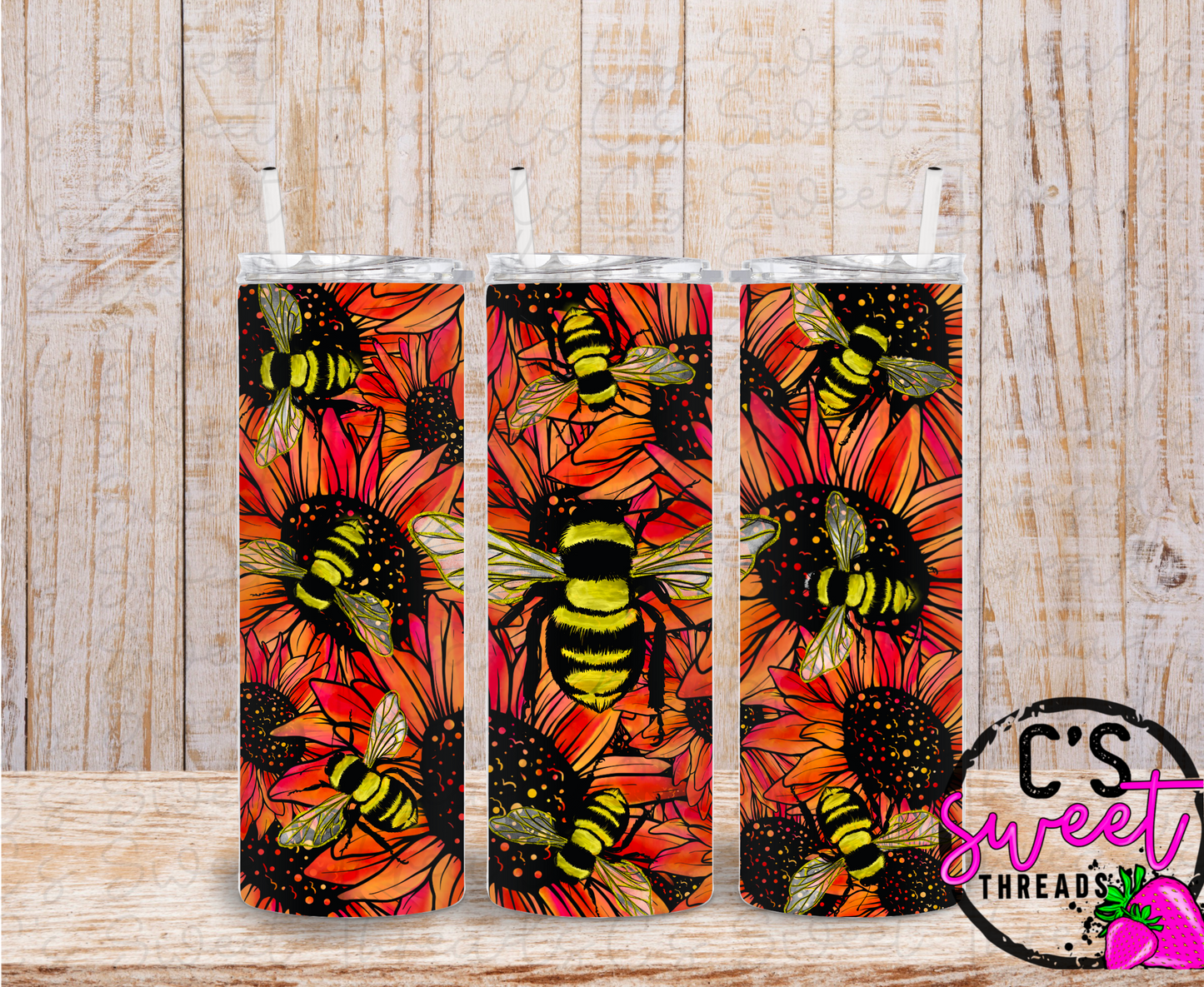 Sunflower bee tumbler