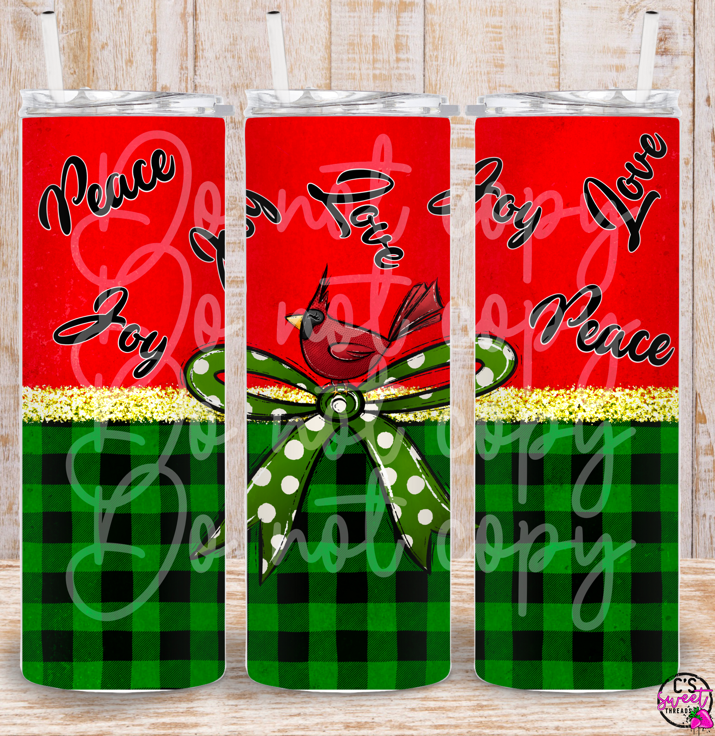 Peace love joy Christmas tumbler design