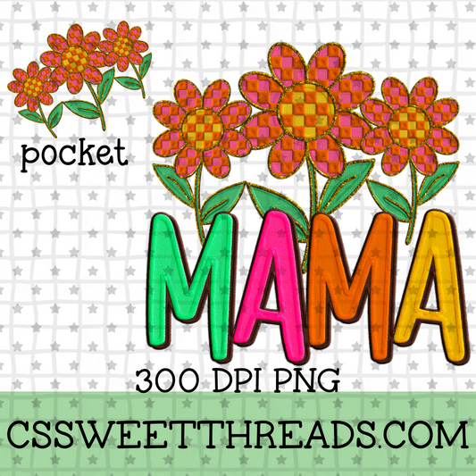 Mama/Mini Checker Flower With Pocket