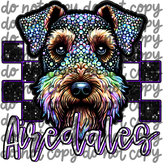 Airedales Faux Embroidery
