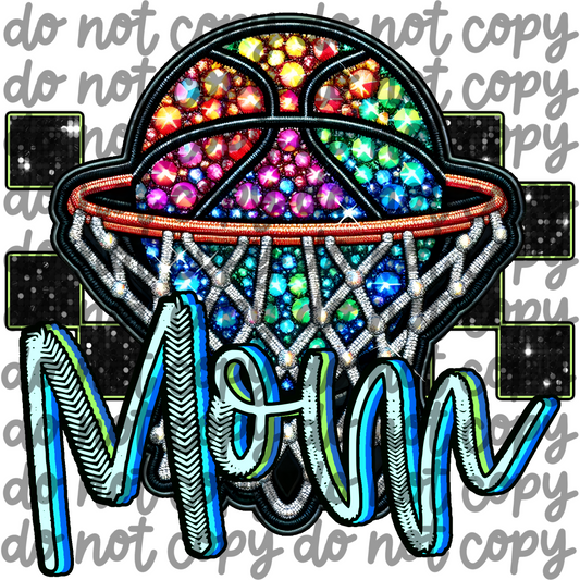 Basketball Mom Faux Embroidery