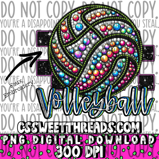 Volleyball Faux Embroidery