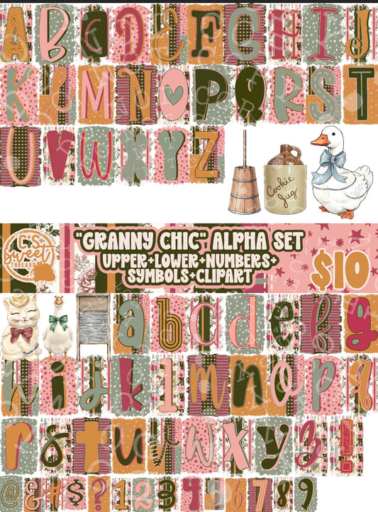Granny Chic Alpha Set + Clipart Pieces
